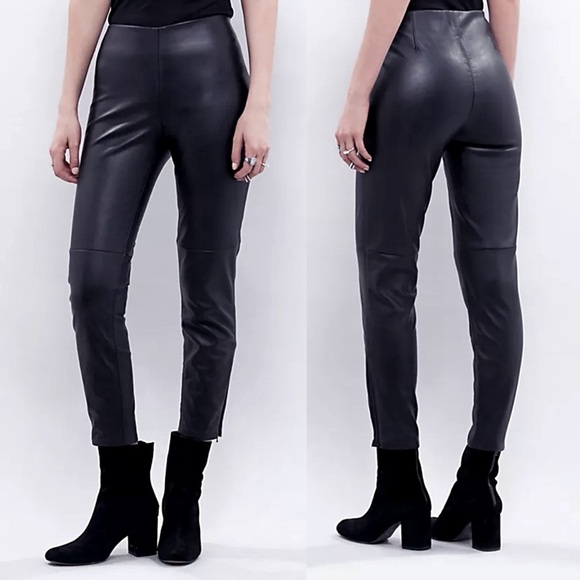 FREE PEOPLE Black Lana Vegan Leather Legging Size 12 - Picture 1 of 11